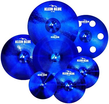 Titanium Color Cymbals Set 7-Piece Drum Cymbal Pack for Acoustic Kits Red/Blue/Black Lightweight, Durable & Stage-Ready Direct from Manufacturer Blue