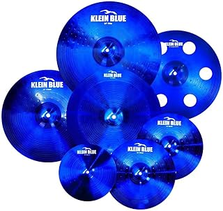 Titanium Color Cymbals Set – 7-Piece Drum Cymbal Pack for Acoustic Kits – Red/Blue/Black – Lightweight, Durable & Stage-Ready – Direct from Manufacturer (Blue)