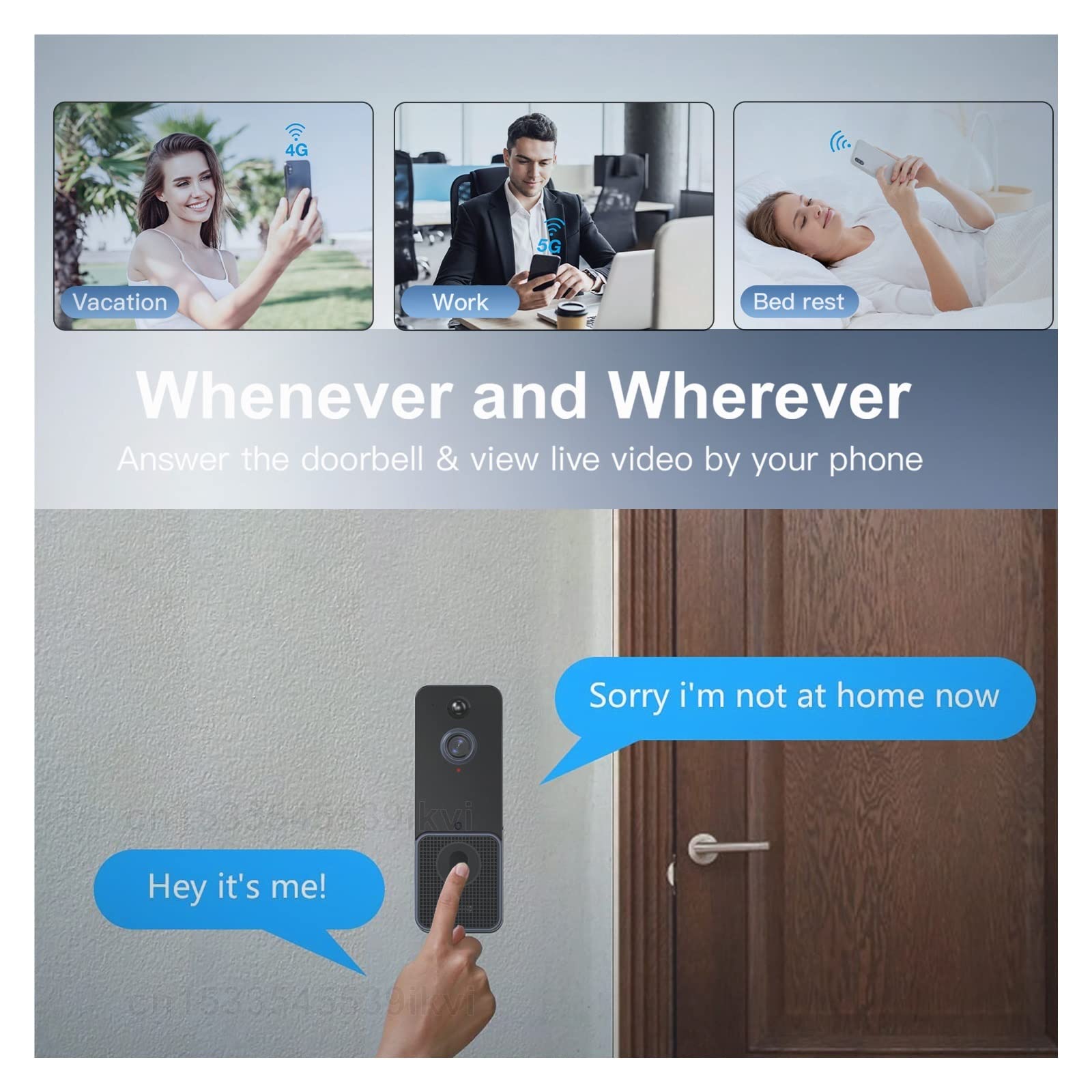 Videoportero con cámara de alta definición, Timbre de vídeo inalámbrico inteligente, intercomunicador Visual Digital, WIFI, timbre de puerta, portero electrónico impermeable, cámara de seguridad for e