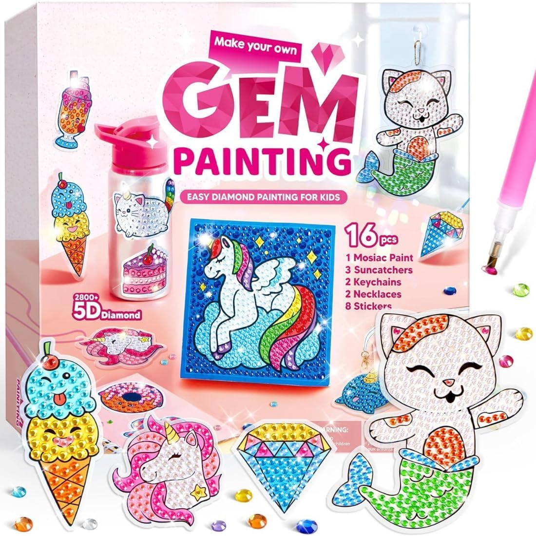 MAGICMINGLE 16 Projects Gem Art, Kids Diamond Painting Kit with 5D Gem, Arts and Crafts for Girls Ages 6-12, Gem Craft Activities Kits, Premium Diamond Art Gift Ideas for Girls Crafts Ages 6+ (B0DBD88RN2) Amazon Price History, Amazon Price Tracker