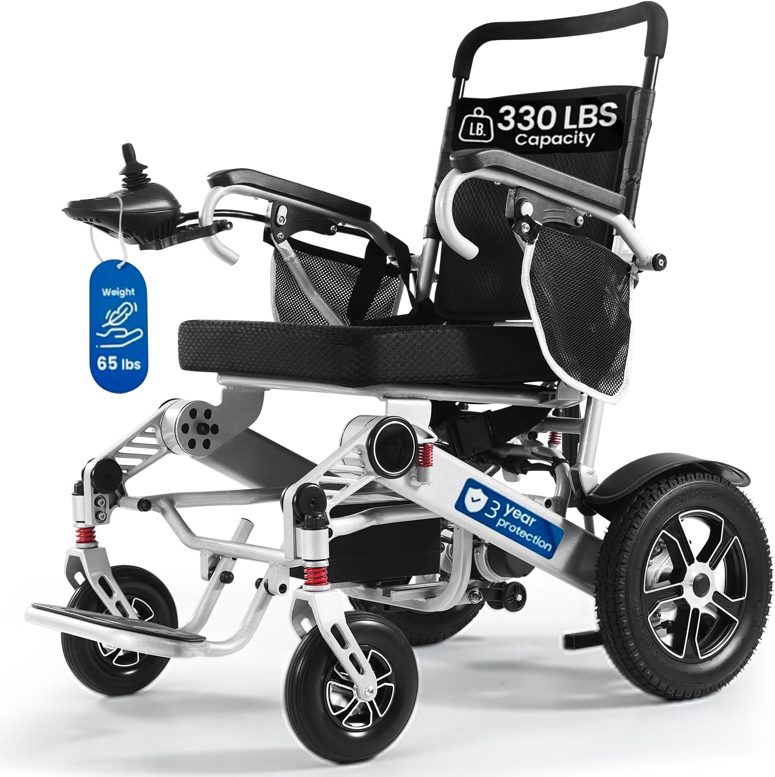 30 Miles Long Travel Range with 2 Lithium Batteries - Electric Wheelchairs for Adults,All Terrain Folding Motorized Wheelchairs for Seniors Support 330 lbs,Airline Approved Travel Power Chair