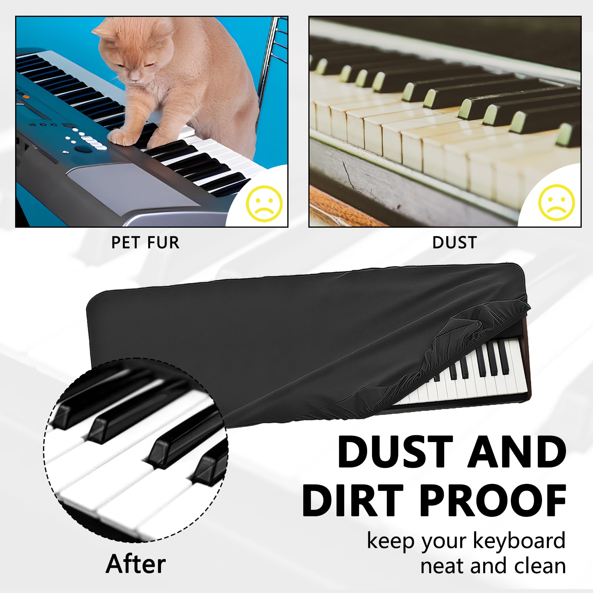 Musiin Staubschutz für Klaviertastaturen mit 88 Tasten, kompatibel mit Arturia Keylab 88 MK3, Nord Stage3 88, KORG Pa5X 88, Deluxe Chinlon staub- und kratzfest, maßgeschneidertes Design