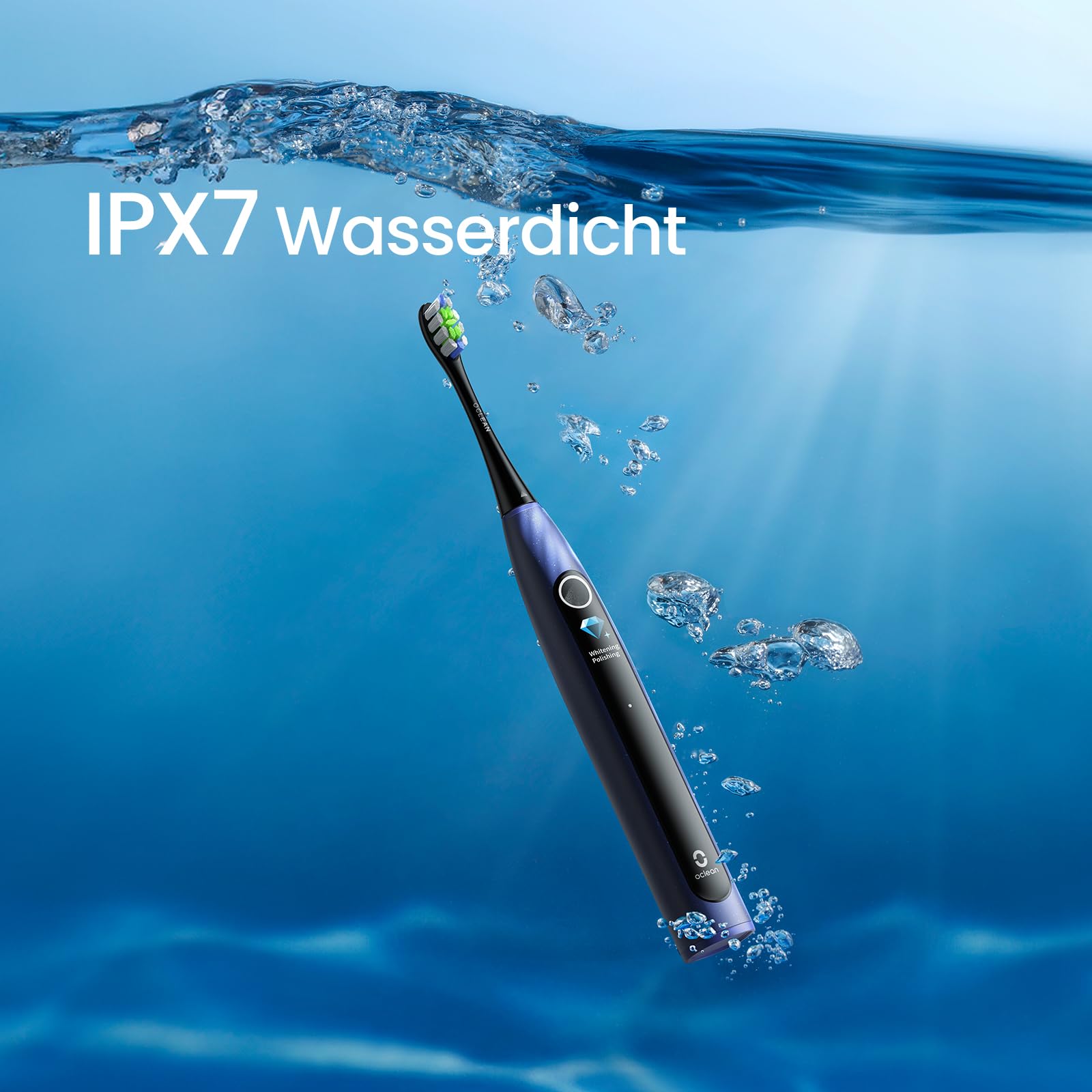 Oclean X Lite Schallzahnbürste Blau Gift Set, elektrische Zahnbürste mit 3 Bürstenköpfe, Electric Toothbrush mit IPX7 Wasserdicht, 5 Putzprogrammen, Timer, Reiseetui