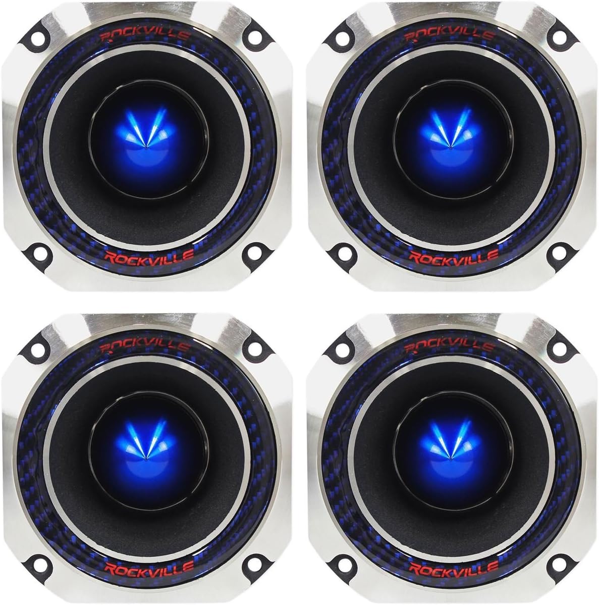 Rockville RT4 Titanium Compression Horn Tweeter, 2", 120W Each / 480W Total, 8 Ohms, CEA Compliant, Built-in Crossover, High Sensitivity, for Car Audio, 4-Piece