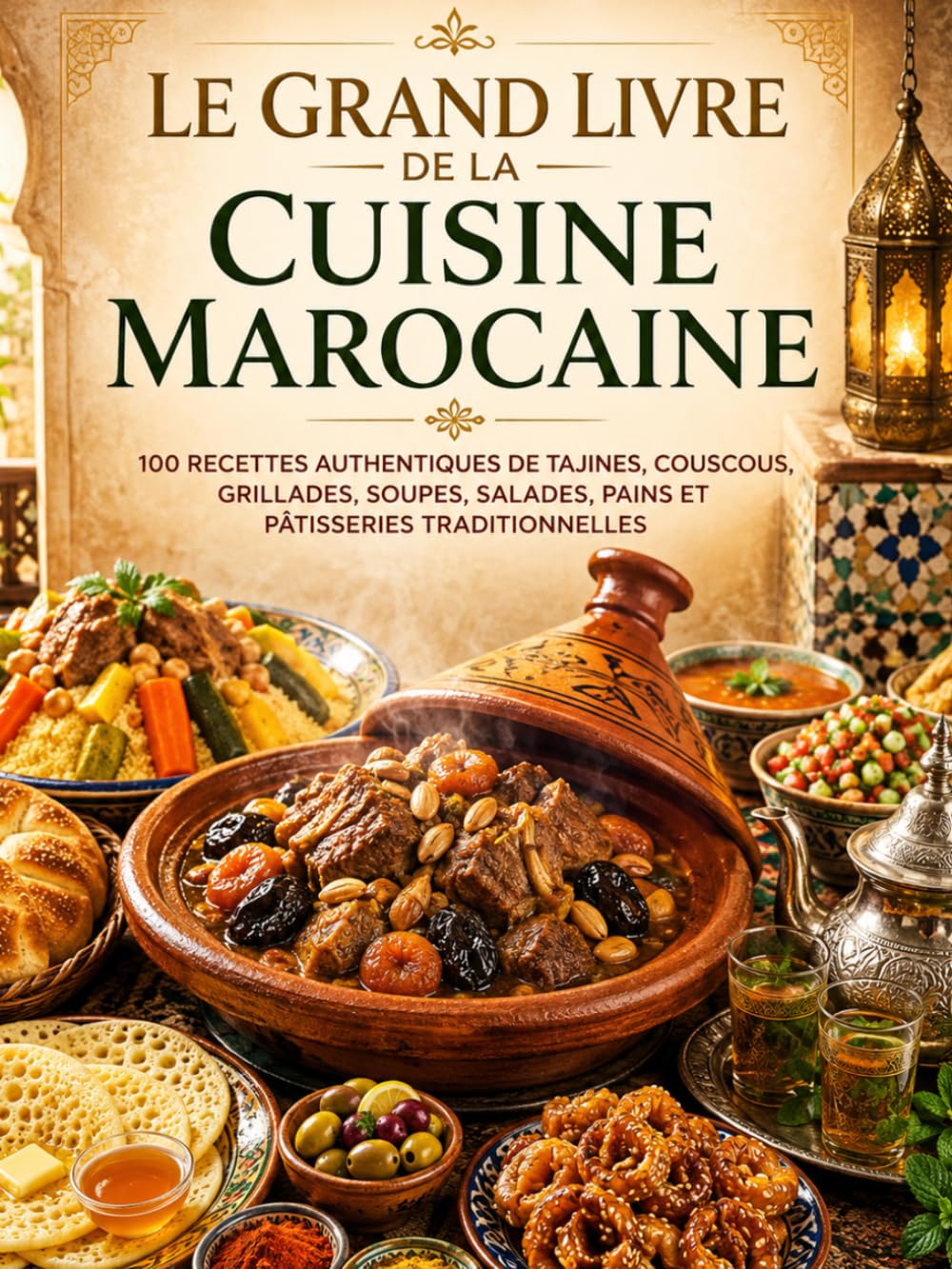 Le Grand Livre de la Cuisine Marocaine: 100 RECETTES AUTHENTIQUES DE TAJINES, COUSCOUS, GRILLADES, SOUPES, SALADES, PAINS ET PÂTISSERIES TRADITIONNELLES
