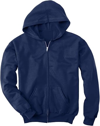 Hanes Comfortblend EcoSmart Full-Zip Kids Hoodie Sweatshirt, Navy, XL