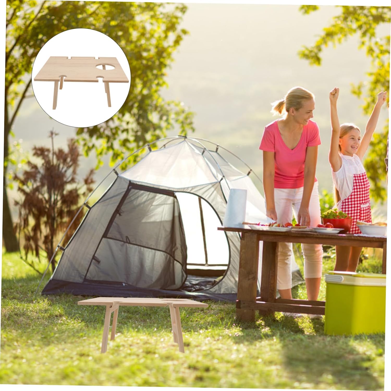 YARNOW 1pc Portable Foldable Wine Table for Outdoor Picnics Compact Picnic Table Holder for Beach Camping and Wine Parties