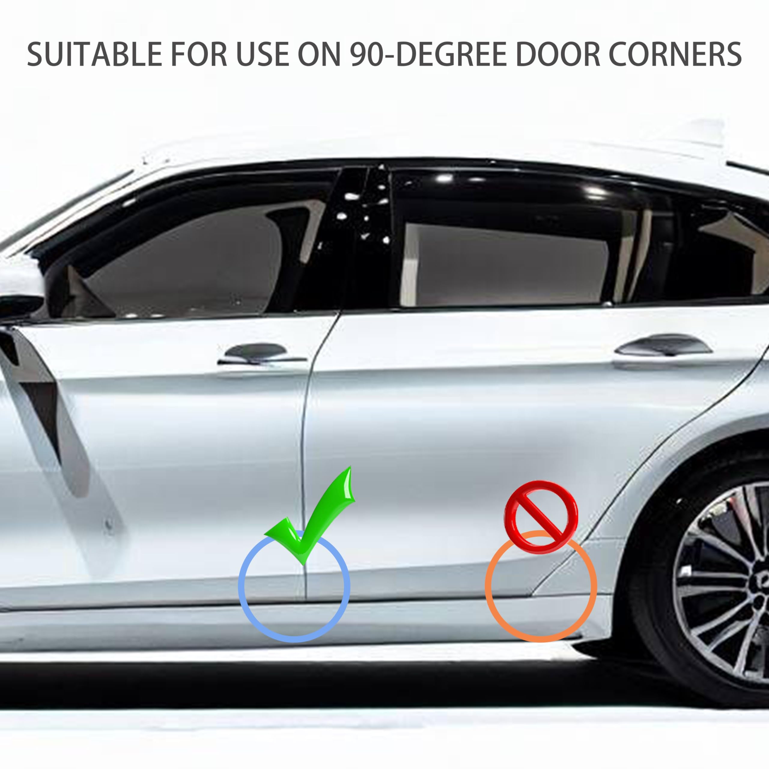 Auto Türeckenschutz 4er Pack + 4er Pack schwarzer Gummikantenschutz - Kratzfest und dellenresistent - universeller 90-Grad-Türwinkel für alle Fahrzeuge