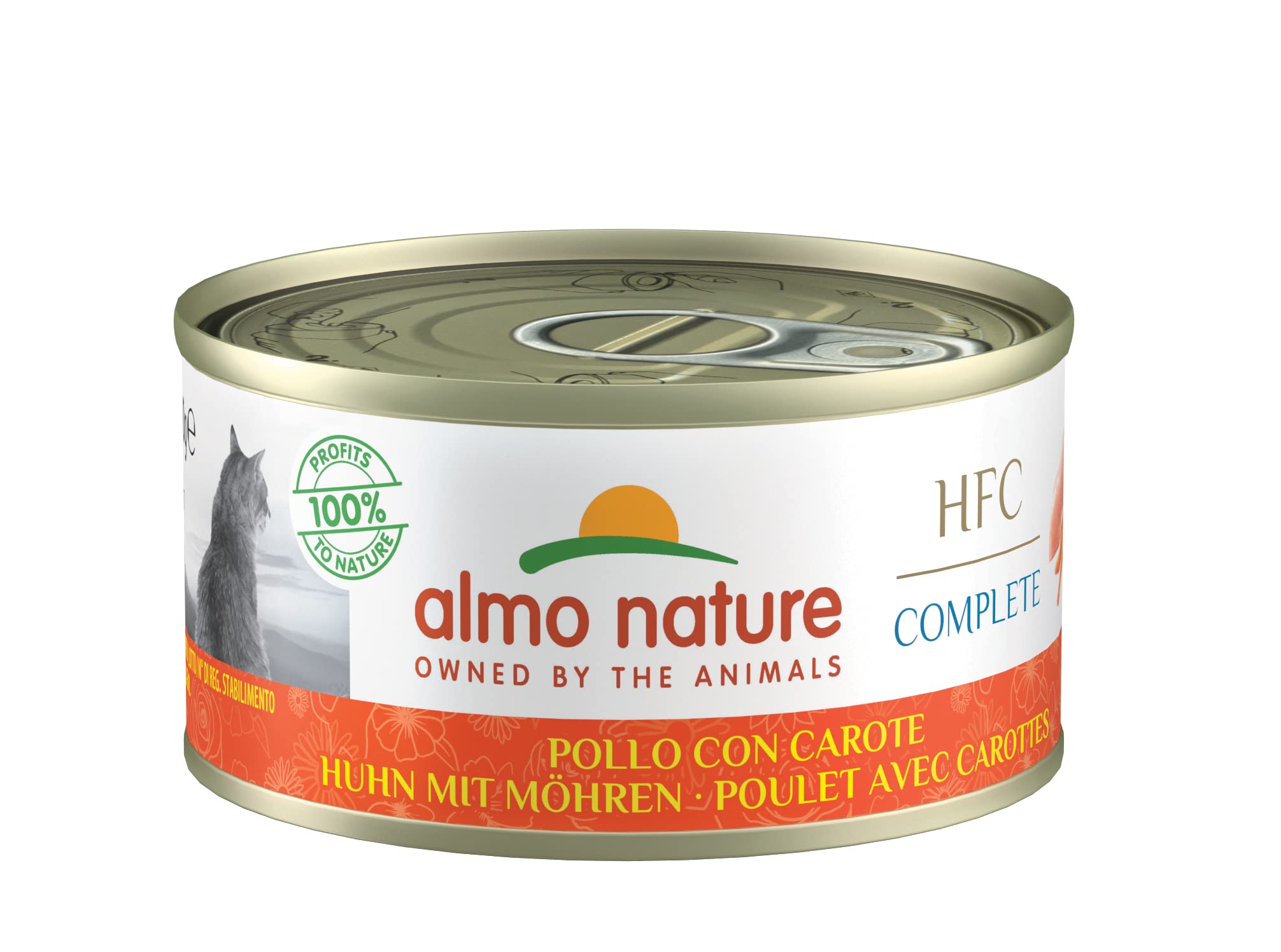 Almo Nature – HFC Complete – Huhn mit Karotte – Nassfutter für ausgewachsene Katzen, 24 Packungen à 70 g