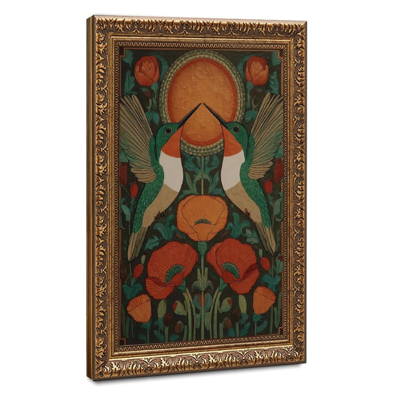 Bareronor Hummingbird Folk Poster Canvas Poster Bedroom Decor Landscape Office Room Decor Gift 24" L X 36" W