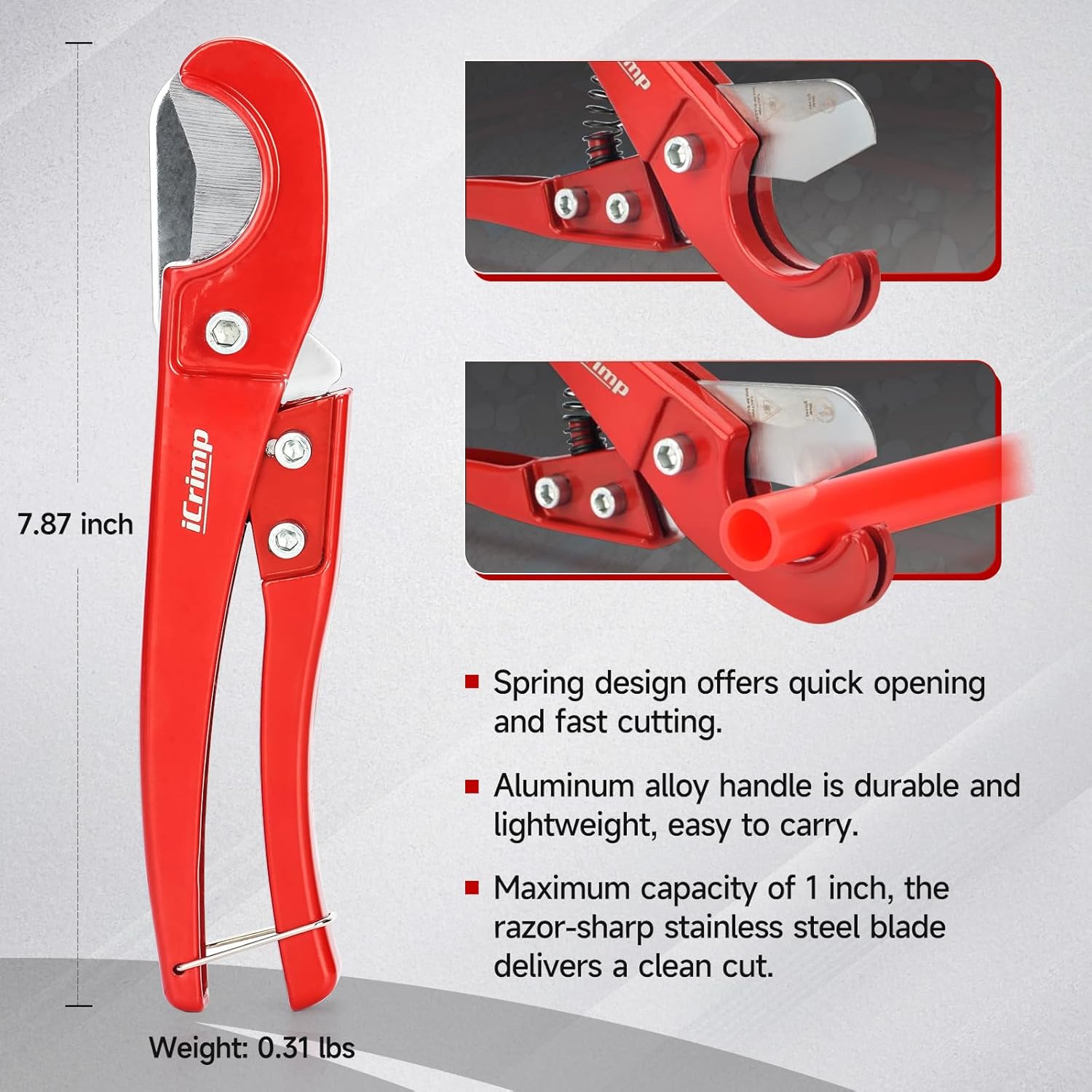 iCrimp Angle Head F1807 PEX Pipe Crimping Tool for Copper Rings - 1/2&3/4-inch Two Crimper Set with Cutter, Suitable for Tight Spaces