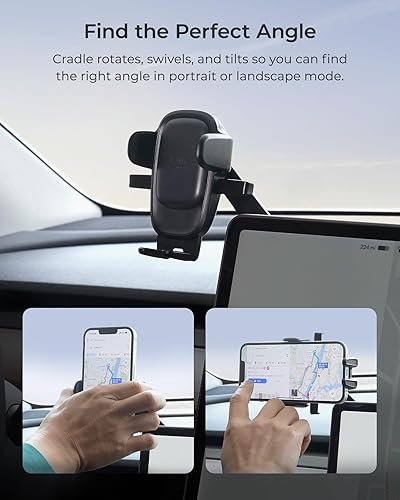 Miniatura 6 de iOttie Easy One Touch Soporte avanzado de teléfono para pantallas Tesla Model 3 y Model Y, soporte universal para teléfono celular para iPhone,