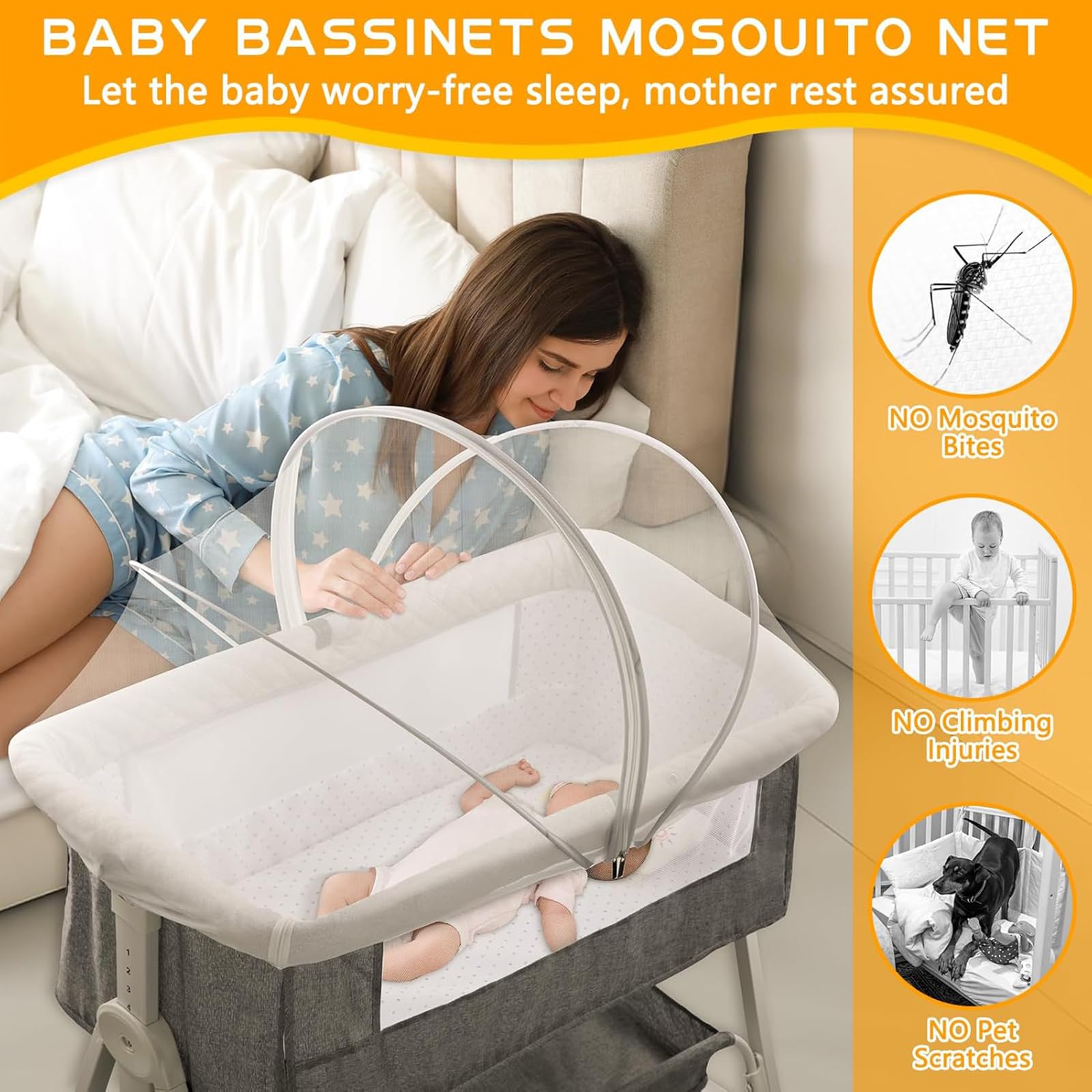 PZCC Moustiquaire Poussette, Moustiquaire Berceau Bebe, Moustiquaire Pliable pour BéBé, Respirant Protection Anti-Insectes, avec Fermeture Éclair, pour Berceau, Cododo, Voyage (Blanc, 55X100 cm)