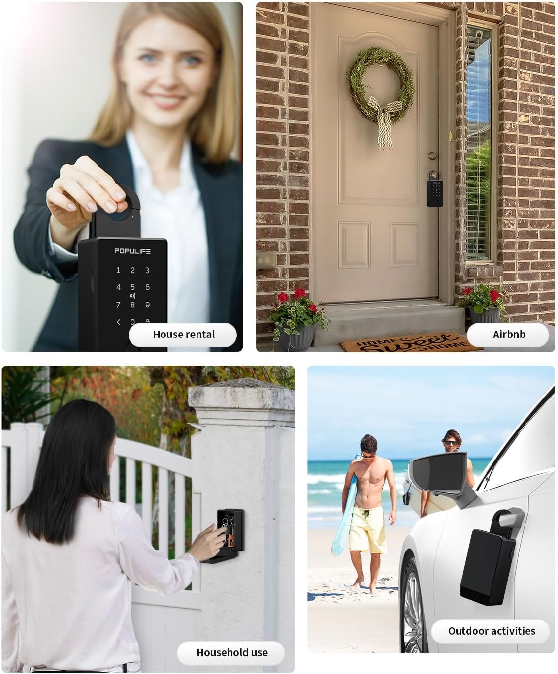 Populife Smart Fingerprint Lock Box for Keys with Code, Wireless Remote Access Key Lock Box for Outside, Digital Key Lockbox for Realtor Airbnb, Work Offline