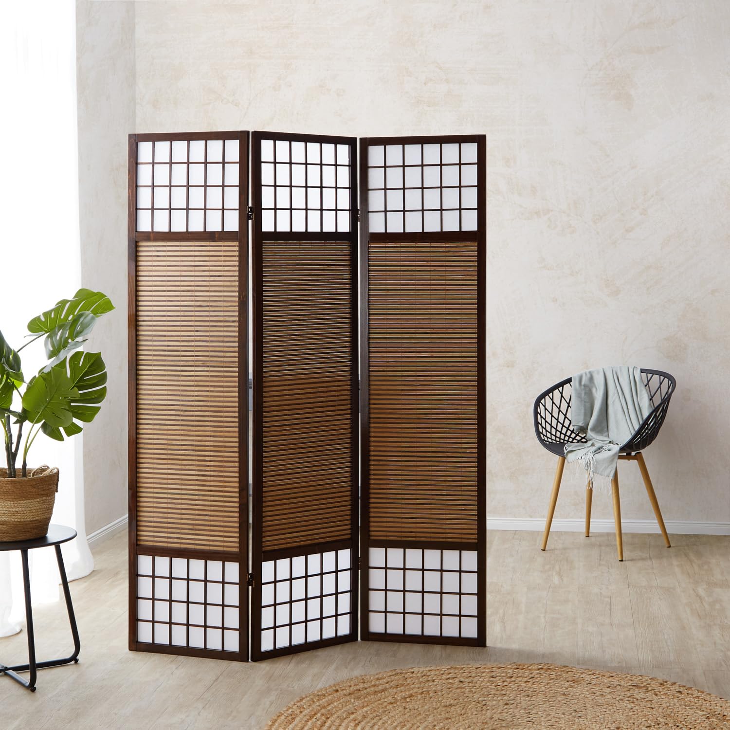 Homestyle4u Paravent Raumteiler Braun Holz