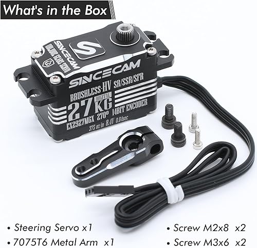 Miniatura 7 de Sincecam 59.5 lbs de bajo perfil de alta velocidad sin escobillas servo 8.4 V impermeable servo digital metal oblicuo engranaje 270  RC dirección