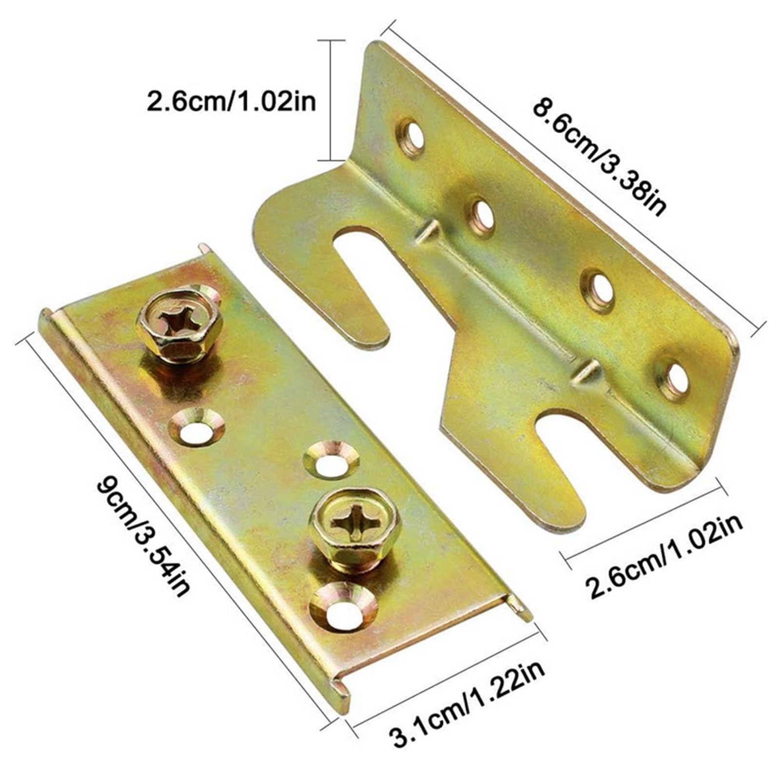 Wmzjnljy 4pcs Bed Brackets Corner Heavy Duty Non-Mortise Bed Hinges Fixing Corners Hardware Frame Bracket Fittings Fastener(Z53-1) - Image 2