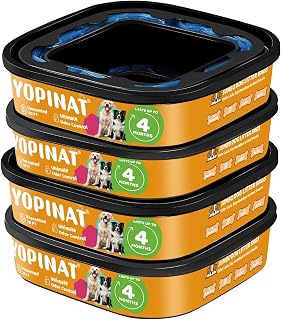 2026 Upgraded Unscented Jumbo Square Refill Bags 4 Pcs Compatible with Pet Genie Dog Waste Disposal System Pails Dog Poop Bags for Dogs Pet Waste Refills for Ultimate Odor Control Last Up to 16 Months
