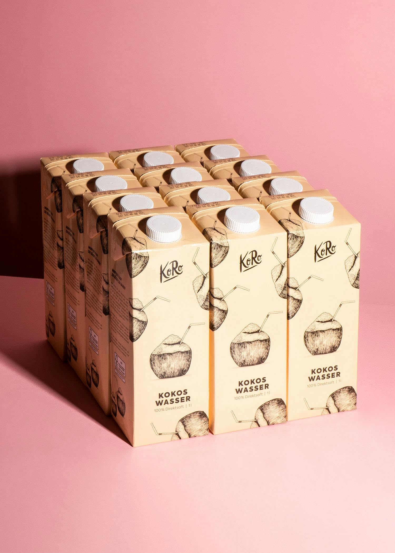 KoRo - Acqua di cocco bio 12 x 1 L - senza zuccheri (contiene naturalmente zuccheri) e conservanti - per cocktail, mocktail, gelati e sorbetti
