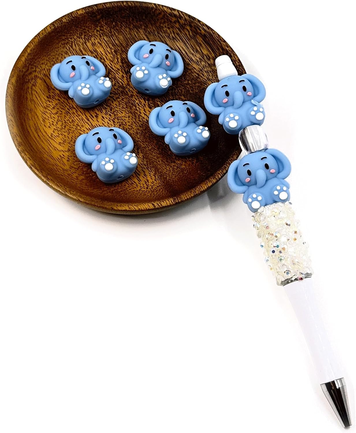 8PCS 3D Elephant Silicone Beads, Blue Elephant Silicone Focal Beads, Animal Themed Bead for Keychain Making, Creative Loose Bead for Beaded Pens DIY Handicrafts Jewelry Bracelet Lanyard Pendants - Image 4