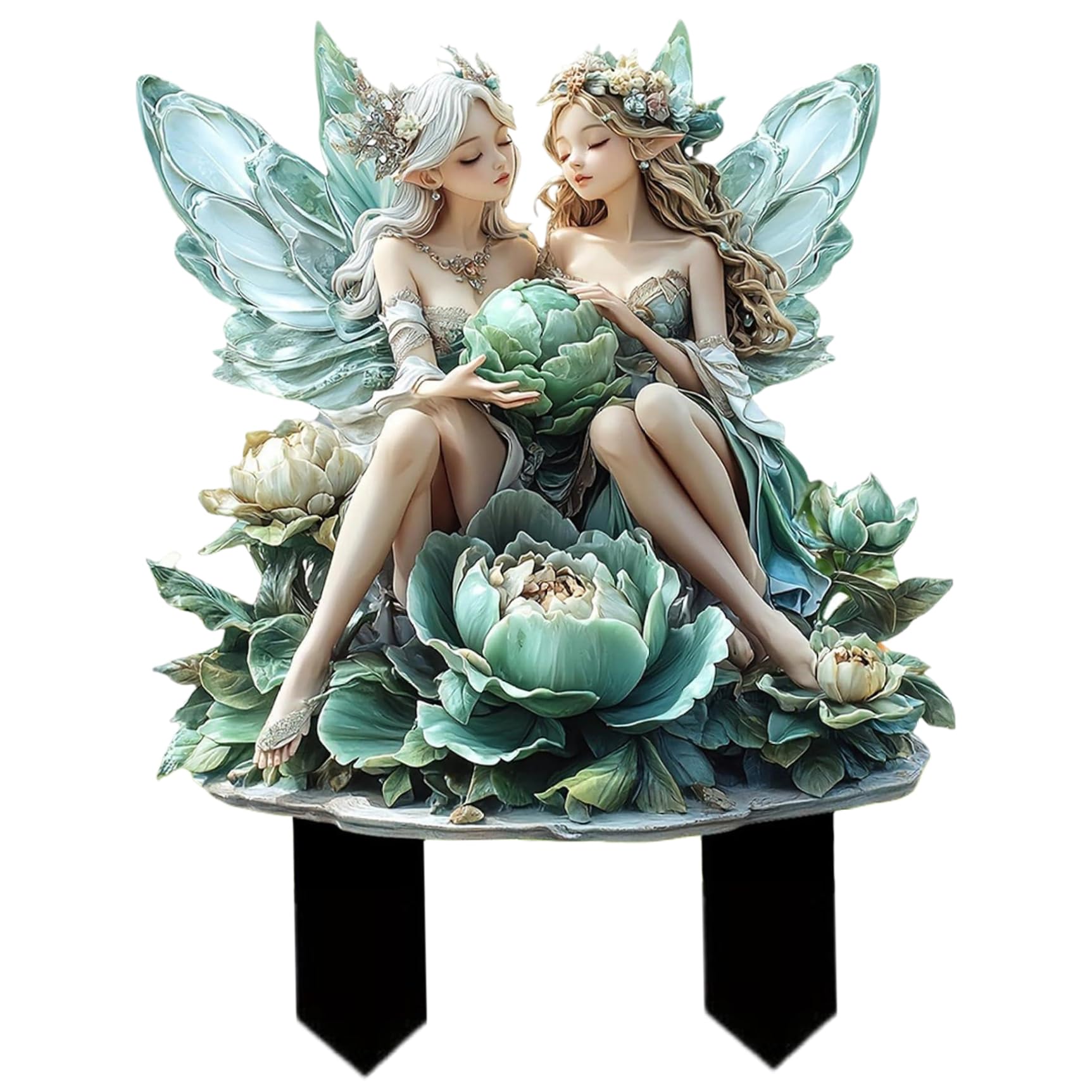 Fairy Garden Decor 2D Flat Elf Fairy Figurines with Stakes Waterproof Acrylic Fairy Statue Decorative Garden Stakes for Yard Lawn Patio Fairy Garden Figurines Fairy Statue Decorative Garden Stakes Fai