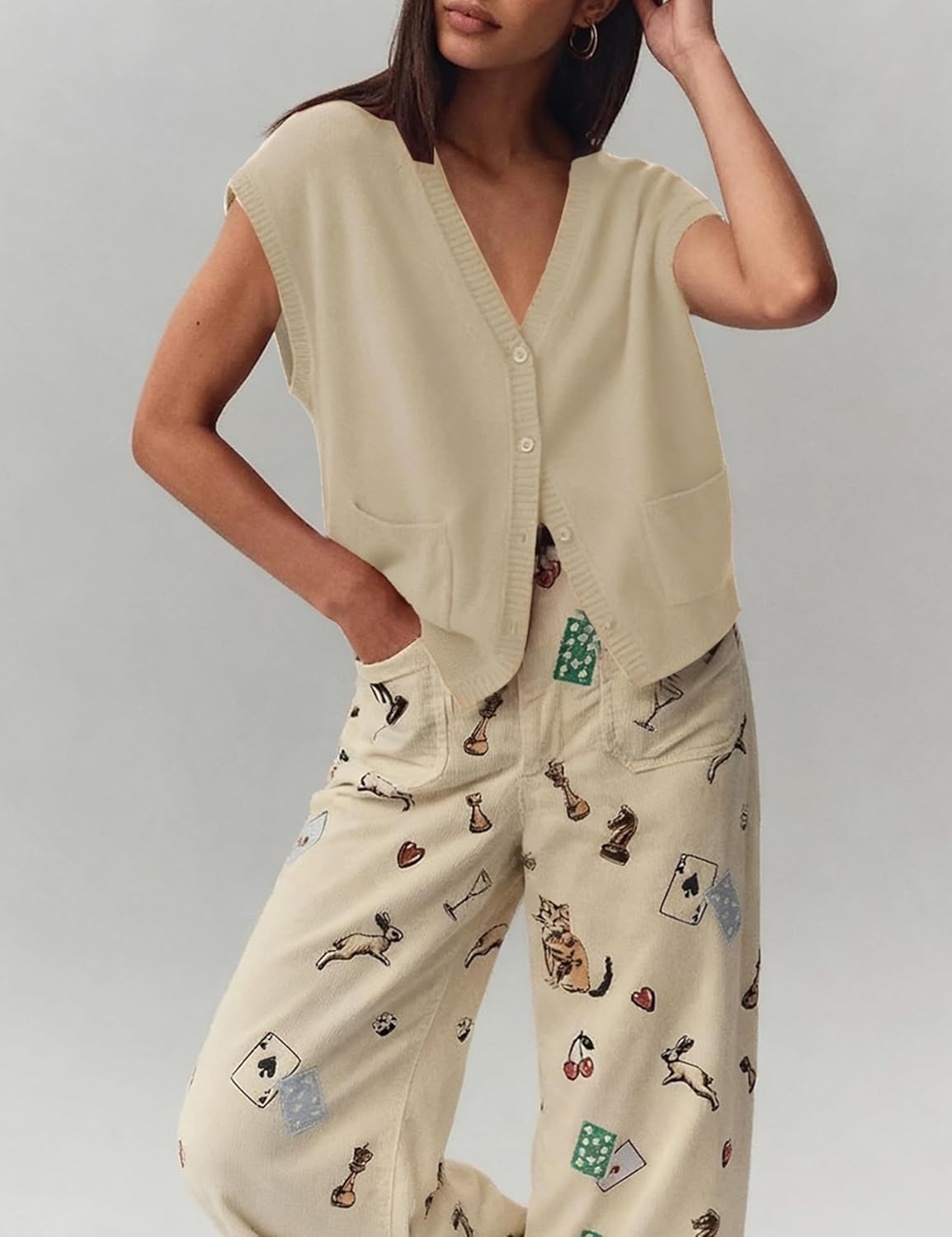 Yeokou Women Knit Crochet Top Short Sleeve Crewneck Pullover Loose Casual Summer Tee Shirt - Image 4