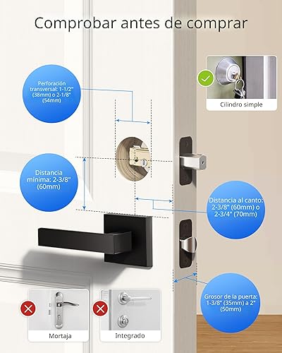 Miniatura 9 de Philips Cerradura de puerta de huellas dactilares, pantalla táctil, teclado digital con llaves, entrada biométrica electrónica sin llave, bloqueo