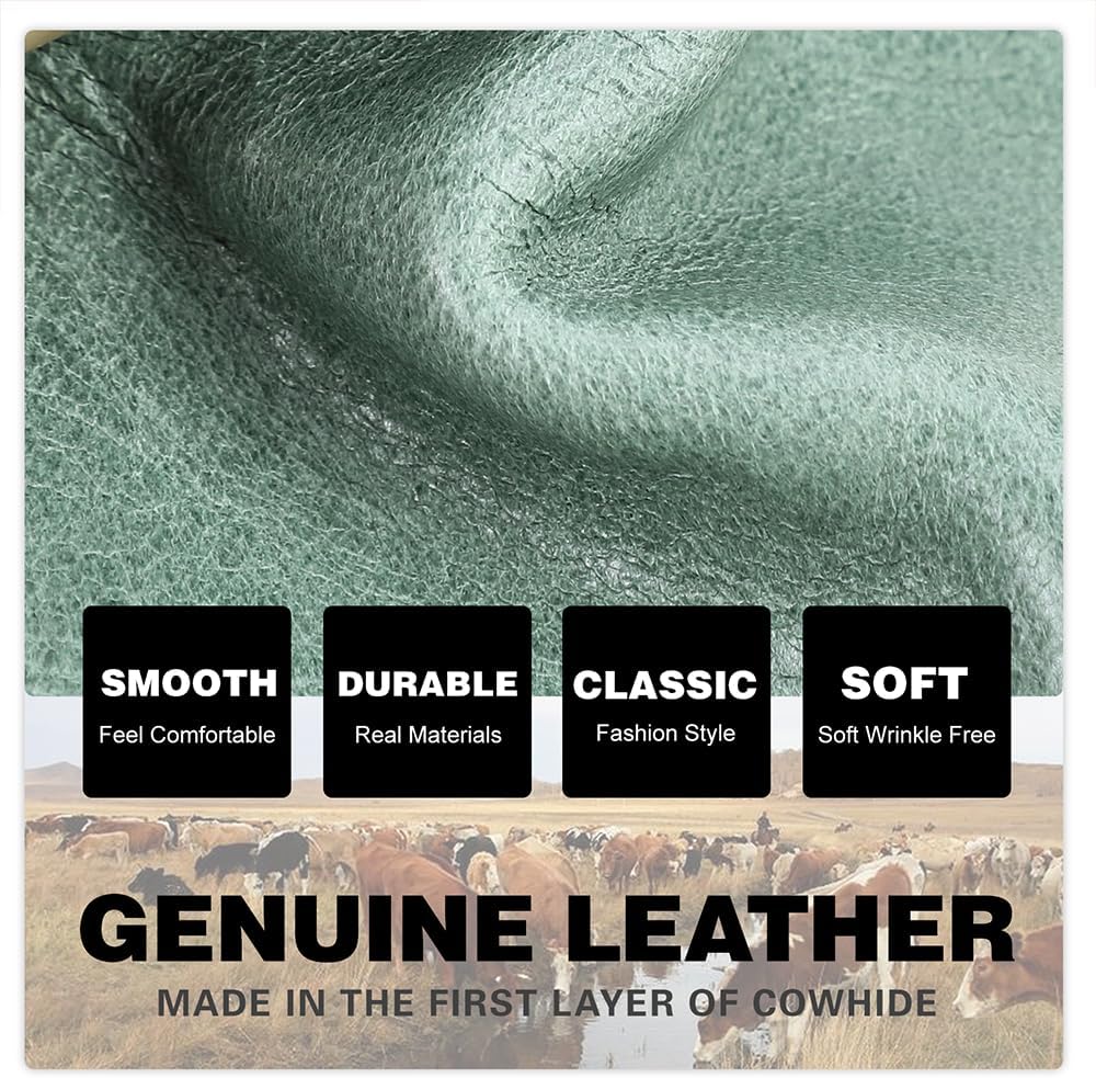 CONTACTS Soft Leather Wallet for Women and Men Small Bifold Coin Purse Double Zipper Card Holder RFID Blocking (Matcha Green) - Image 8