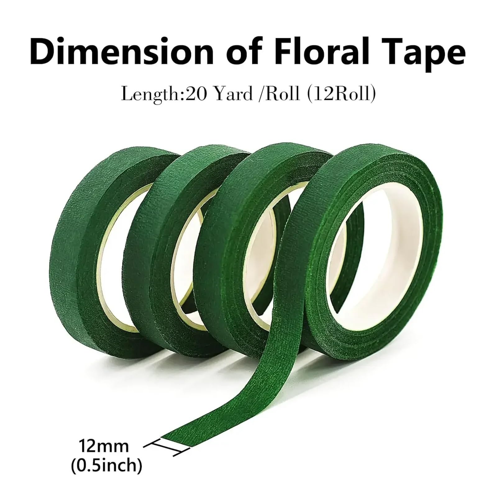 Blumenband, Blumenband for Blumensträuße, Blumen, for Verpacken von Stielen und Blumenbasteln, Hochzeitsstrauß Für Floristik(12Roll Green)