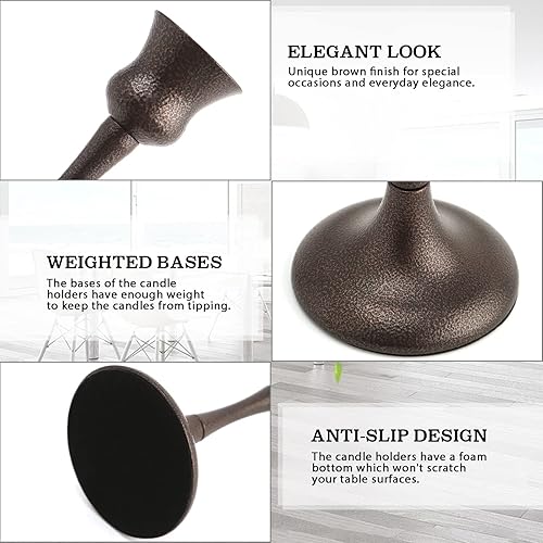 Miniatura 2 de Juego de 3 portavelas de metal para candelabros, portavelas cónico para centro de mesa, chimenea, decoración de manto, regalo ideal para bodas,