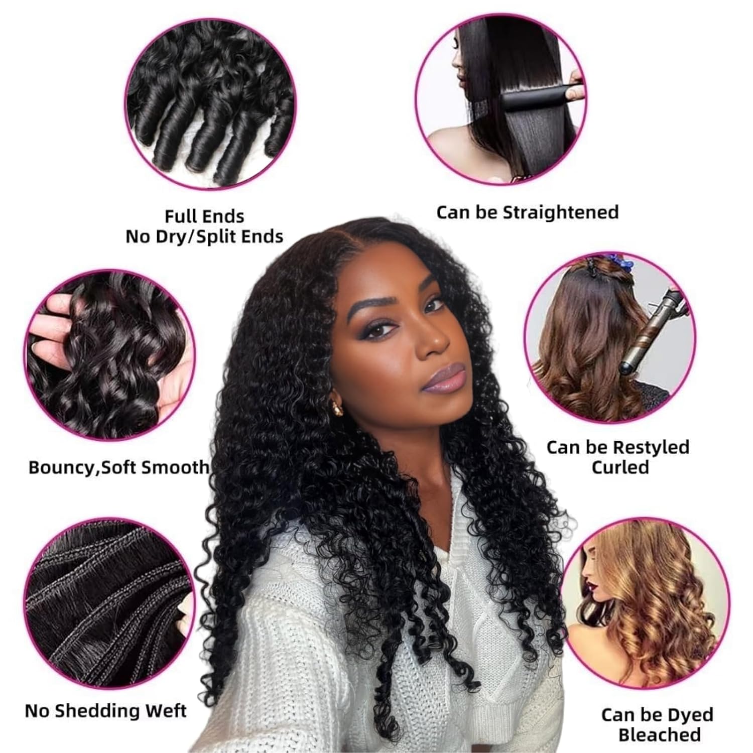Burmese Curly Bundles Human Hair 12 14 16 Inch 3 Bundles Wet and Wavy Hair Bundle Quick Weave for Women Water Wave with Spiral Curly End Hair Extensions Natural Black
