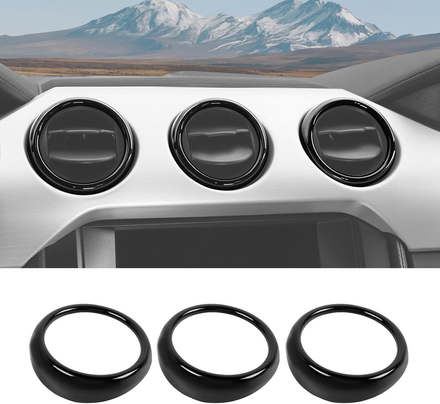 Fit for Mustang Black Interior Accessories - Center Console Air Conditioner Outlet Vent Trim Cover Ring for Ford Mustang 2015-2023 AC Air Vent Trim Ring Cover
