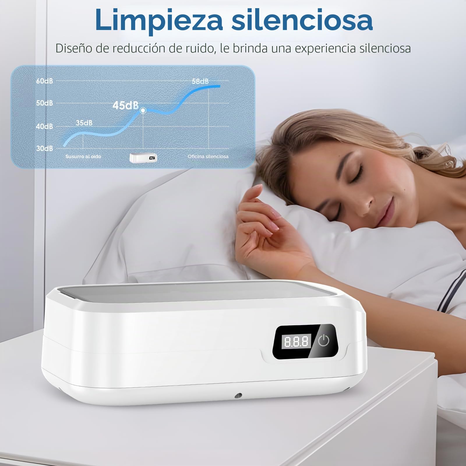 Limpiador Ultrasonidos 49000Hz, 600mL Limpiador Gafas Ultrasonico Profesional con Pantalla LED, Dentaduras Ultrasonidos con 4 Temporizador, para Gafas Joyas Anillos Relojes Dentaduras