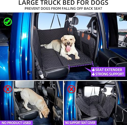 Miniatura 2 de Funda de asiento para perros y cama para camiones, extensor de asiento trasero y hamaca para F150, RAM1500, Silverado, colchón no inflable para