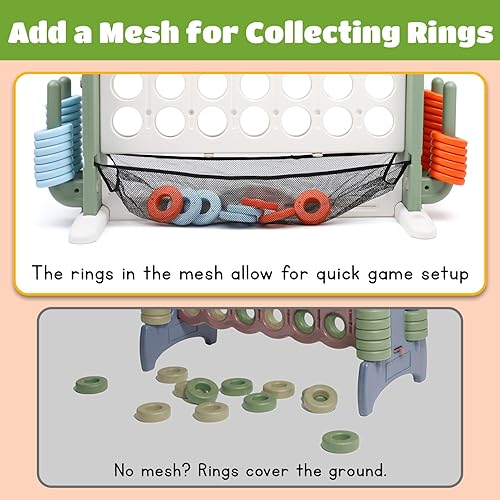 Miniatura 7 de Juego gigante de conexión 4 en una fila con tela de malla Altura ajustable 4 en 1 Juego Jumbo 4 en 1 para patio con baloncesto, golf y lanzamiento