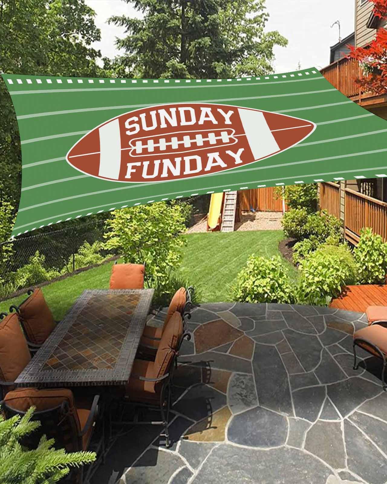 Boanket Sun Shade Sail 8' x 10', American Football Rectangular Waterproof Outdoor Sun Shades, Wine Red Ball Green Striped Ball Field Shade Cloth for Patio Deck Terrace Garden Lawns Beach Backyard