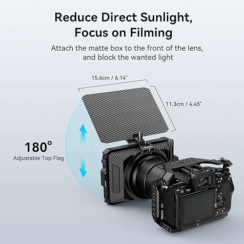 Miniatura 2 de SmallRig Mini Matte Box Lite, DSLR Matte Box con bandera superior de fibra de carbono, con anillos adaptadores de lente para lentes de 2.638 in2.835