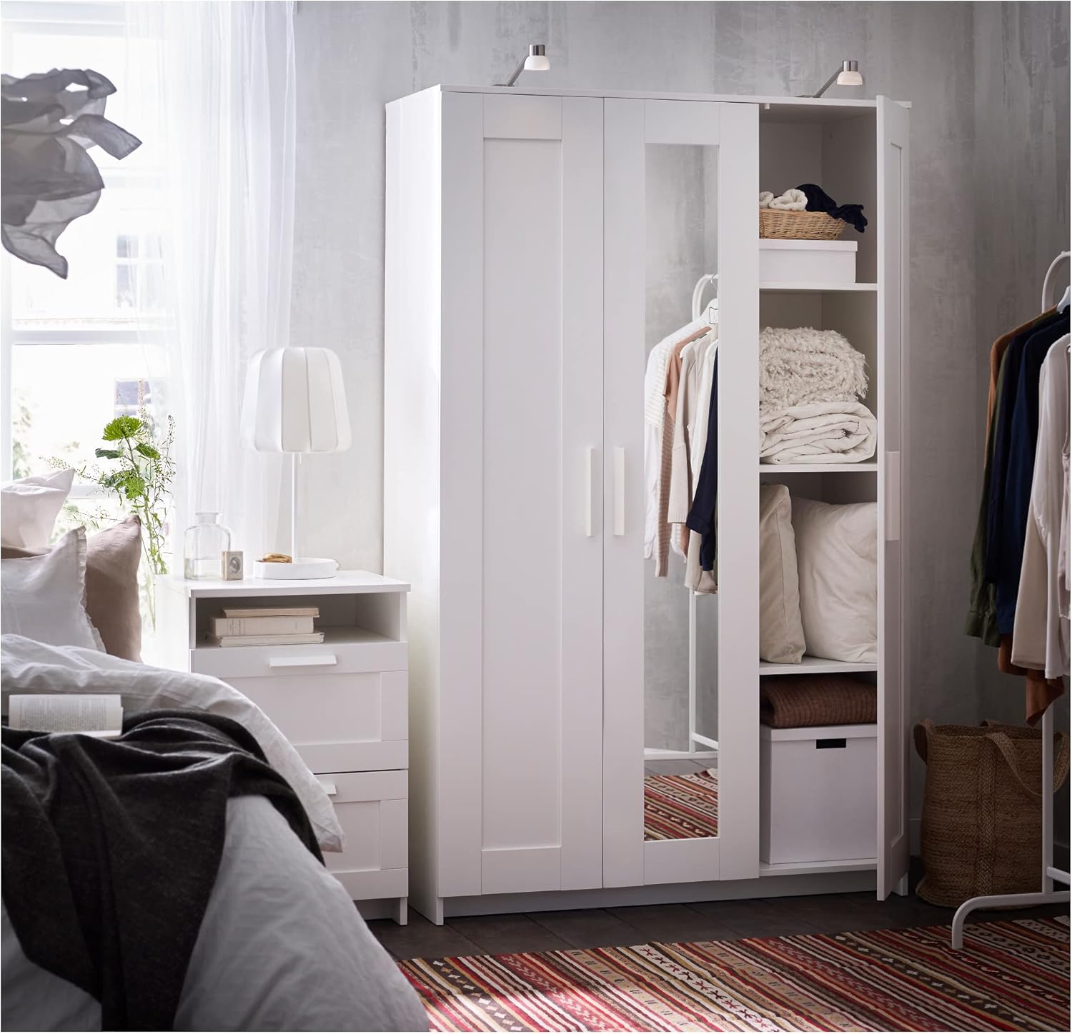 BRIMNES Wardrobe with 3 doors, white, 117x190 cm