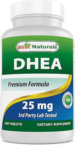 Best Naturals Dhea 25mg Suplemento 240 tabletas - Apoya los niveles hormonales equilibrados para hombres y mujeres - Promueve un envejecimiento