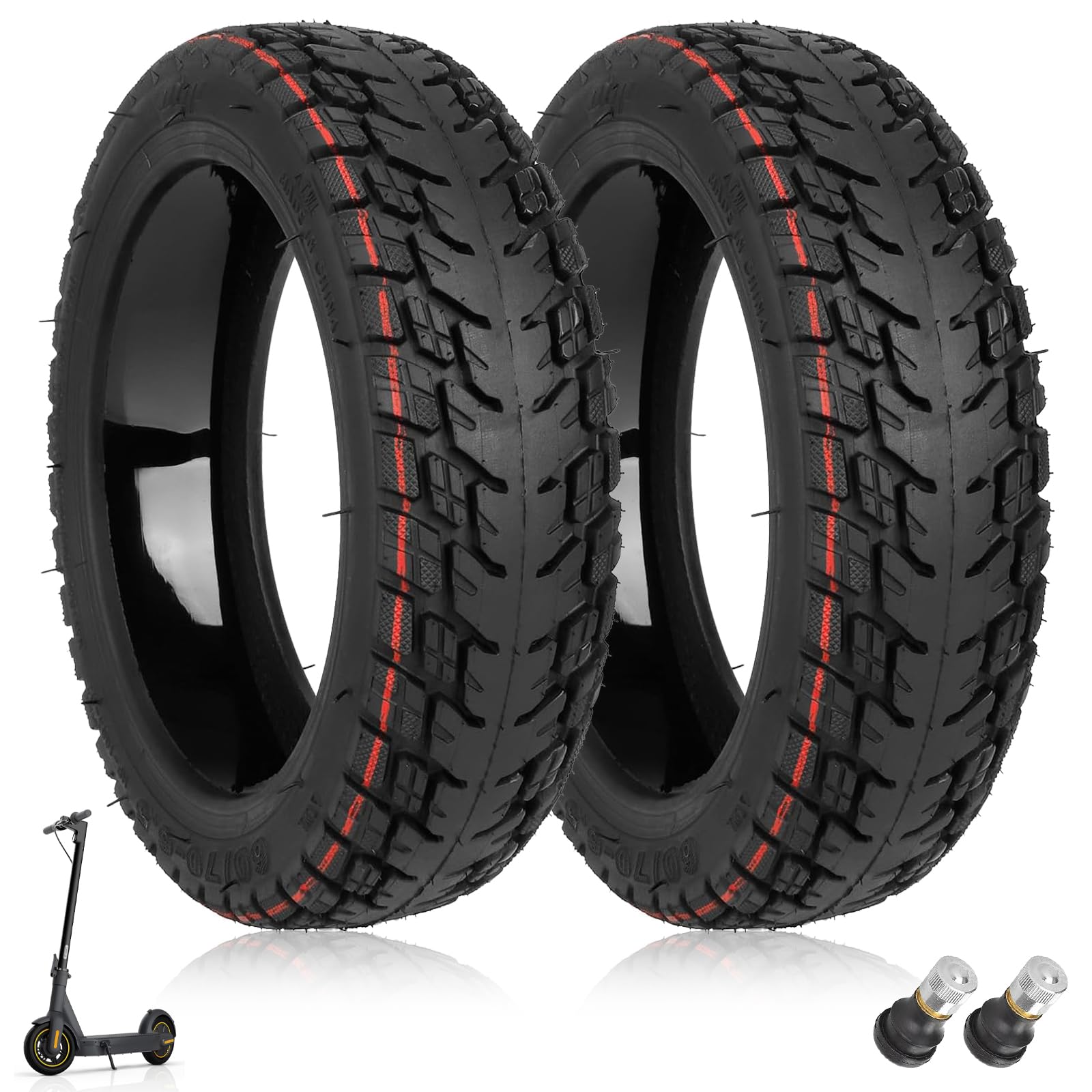 Pneu Tubeless 10 Pouces + Chambre à Air Pour Scooter Segway Ninebot Max G30 - 60/70-6.5, Tout-terrain, Charge Max 70kg Par Pneu