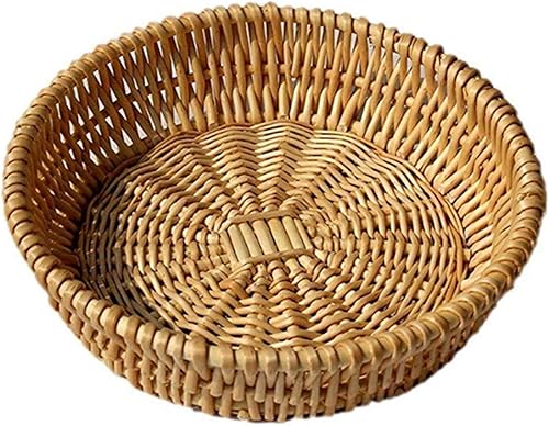 Cesta de pan de mimbre pequeña para pan, canasta de sauce tejida a mano, cesta de frutas, cuencos redondos de mimbre, 1 paquete - S