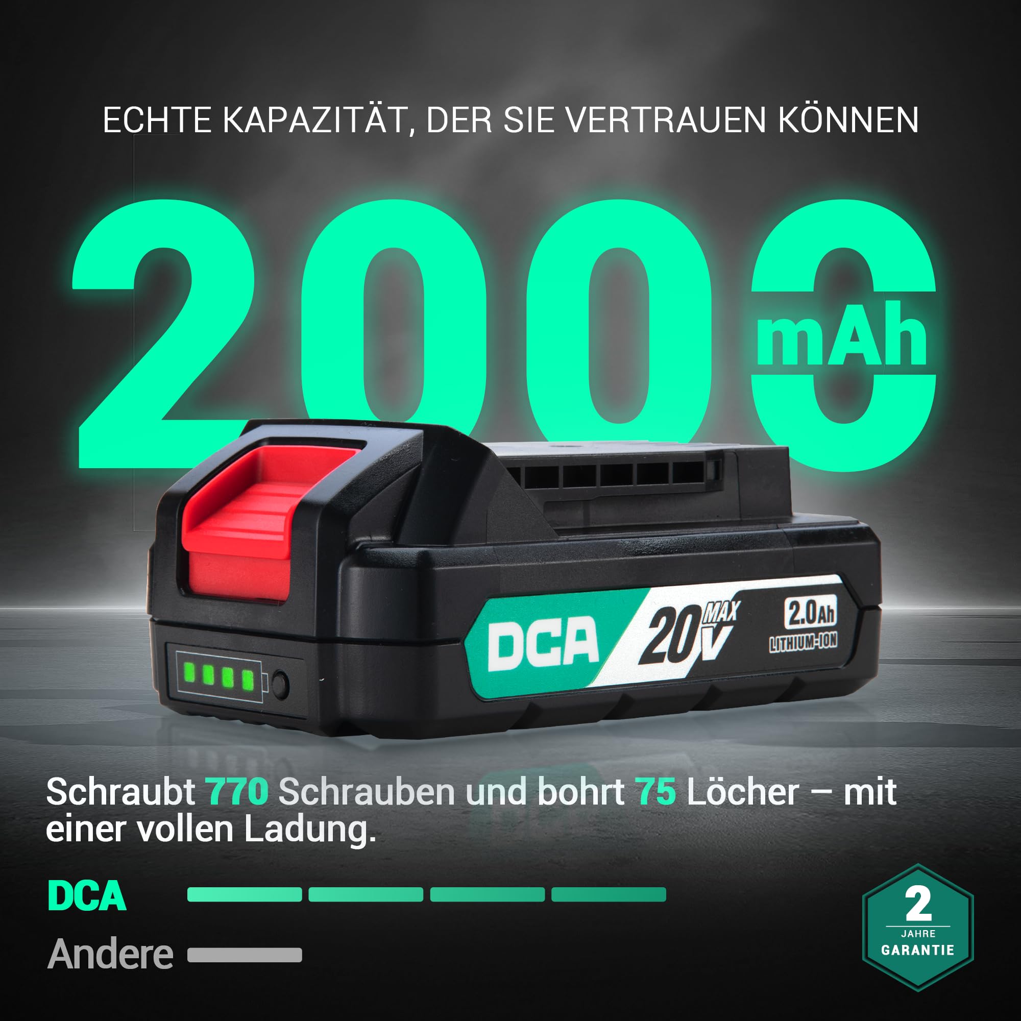 DCA Zestaw akumulatorowych wiertarek udarowych 20 V, 40 Nm, szybkozaciskowy uchwyt wiertarski 13 mm, 22500 uderzeń/min, 2 prędkości, 18 + 1+1, wiertarko-wkrętarka udarowa z 14 bitami do cegły, metalu