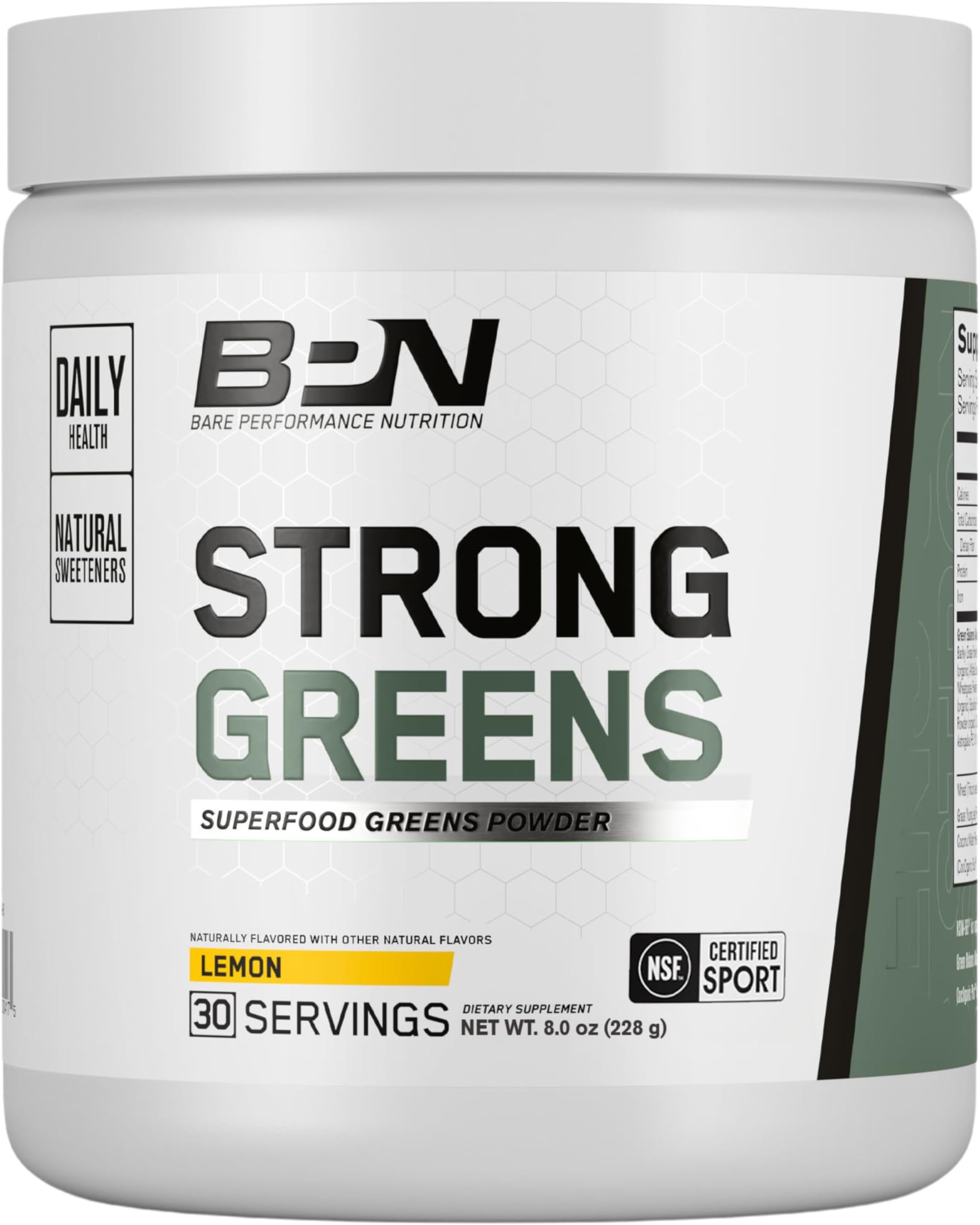 BARE PERFORMANCE NUTRITION, BPN Strong Greens Superfood Powder, Lemon, 30 Servings