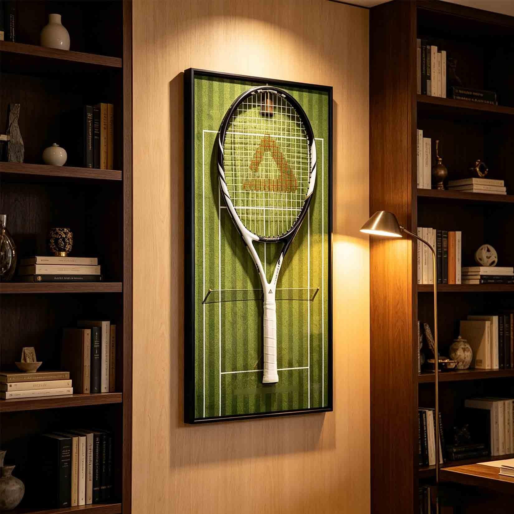 Pandahat Wandmontierter Tennis-Rack Für Tennis Fans und Spieler Tennisball und Schläger Bilder Wandhalterung für Tennisschläger(A)