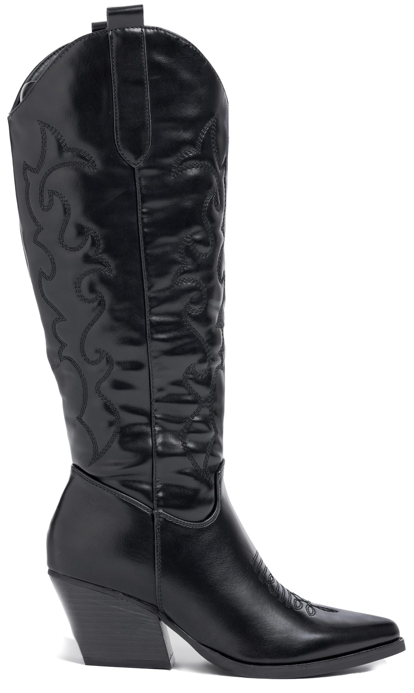 Stivali Alti Donna Texani Western con Tacco Largo Inclinato e Punta Affusolata 1167