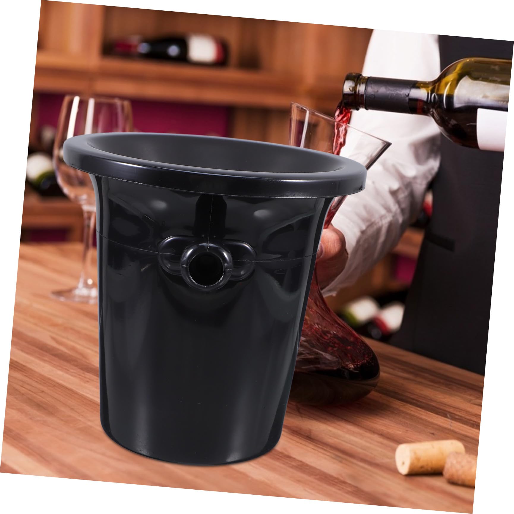 Escupideras Redondas y Lisas Doble Oreja Negras de Plástico de Vino para Cata de Vinos en Exhibiciones y Fiestas de Degustación
