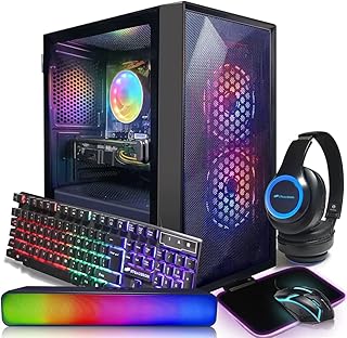 STGAubron Gaming,Intel Core I3-10100F up to 4.3G,Radeon RX 5500XT 8G GDDR6,16G DDR4,512G SSD,WiFi,BT 5.0,RGB Fanx3,RGB Keybaord&Mouse&Mouse Pad,RGB Bluetooth Sound Bar,RGB Bluetooth Gaming Mic,W11H64