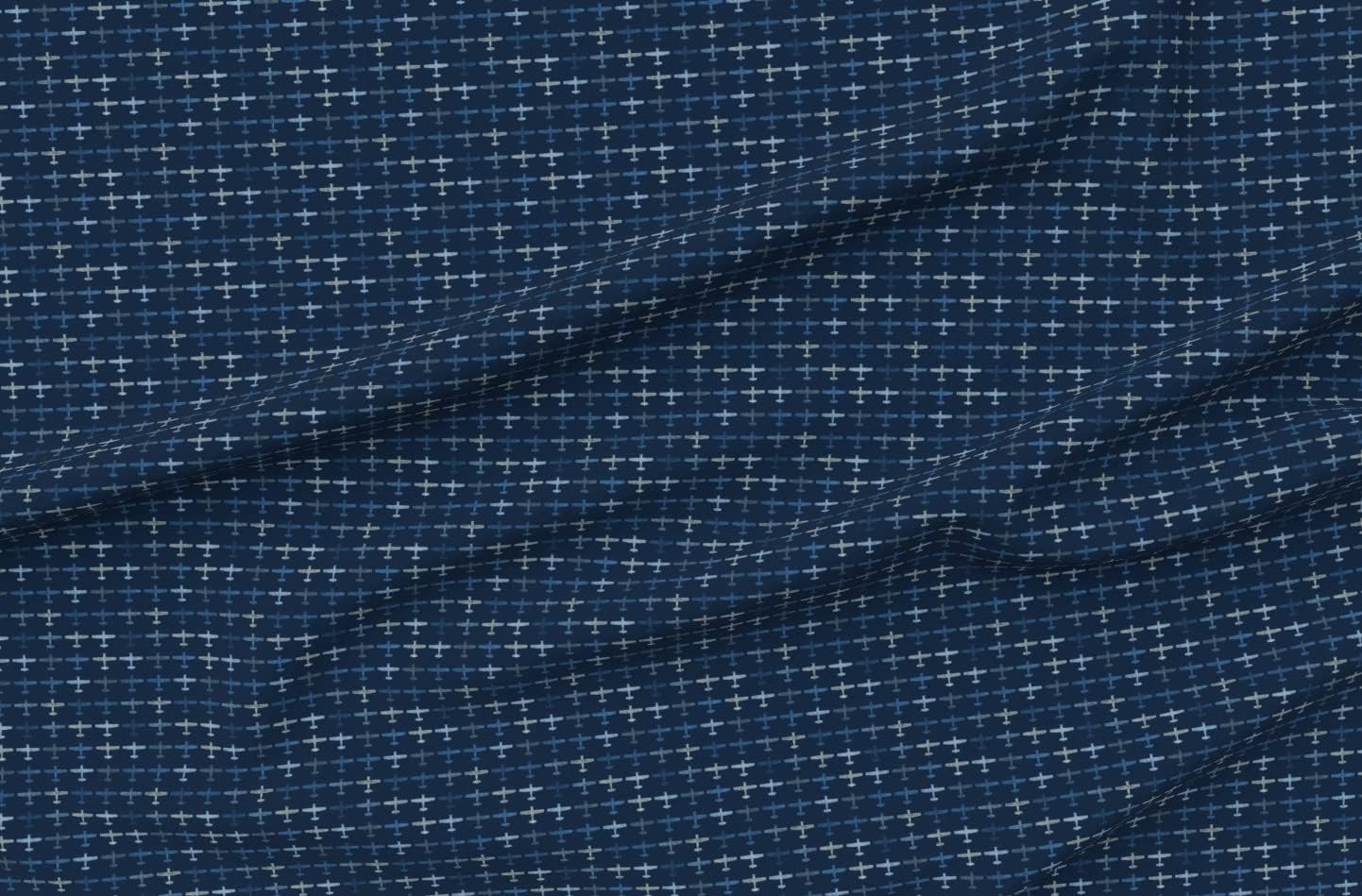 Spoonflower Fabric - Small Scale Planes Airplane Aviation Pilot Aviator Blue and Gray Printed on Organic Cotton Sateen Fabric by The Yard - Sewing Quilting Apparel Home Decor