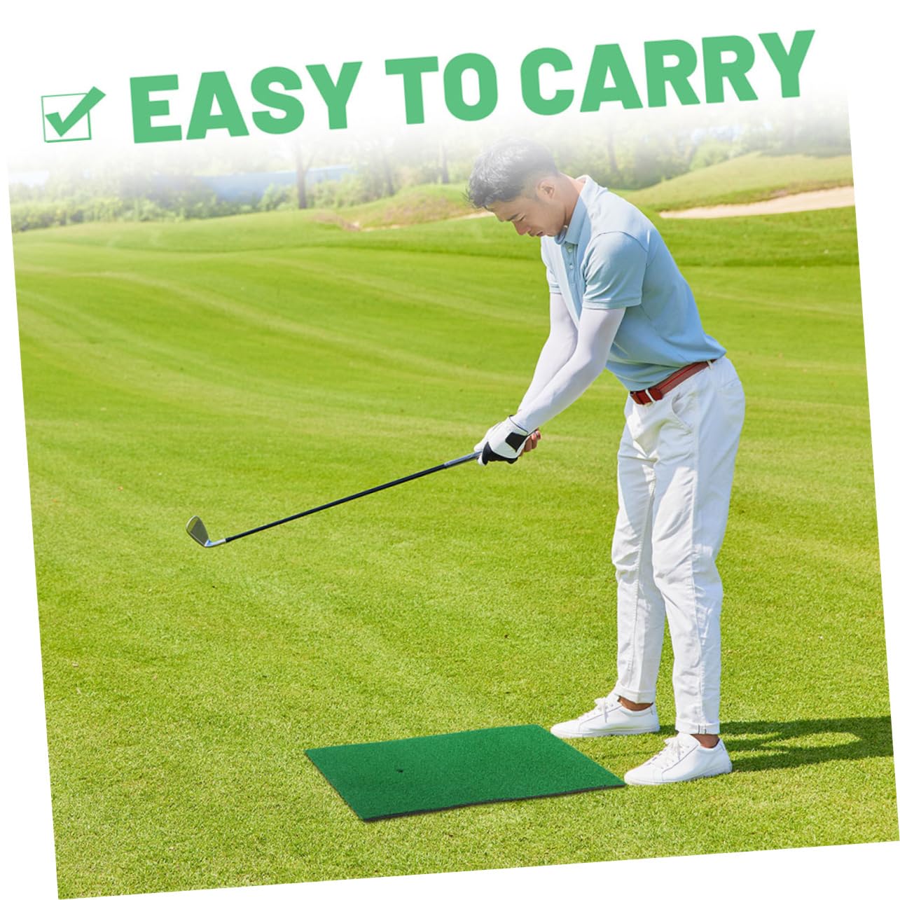 Kisangel Artificial Golf Turf Mats 2pcs Golf Shot Mat Practice Golfing Skills Compact Easy to Carry