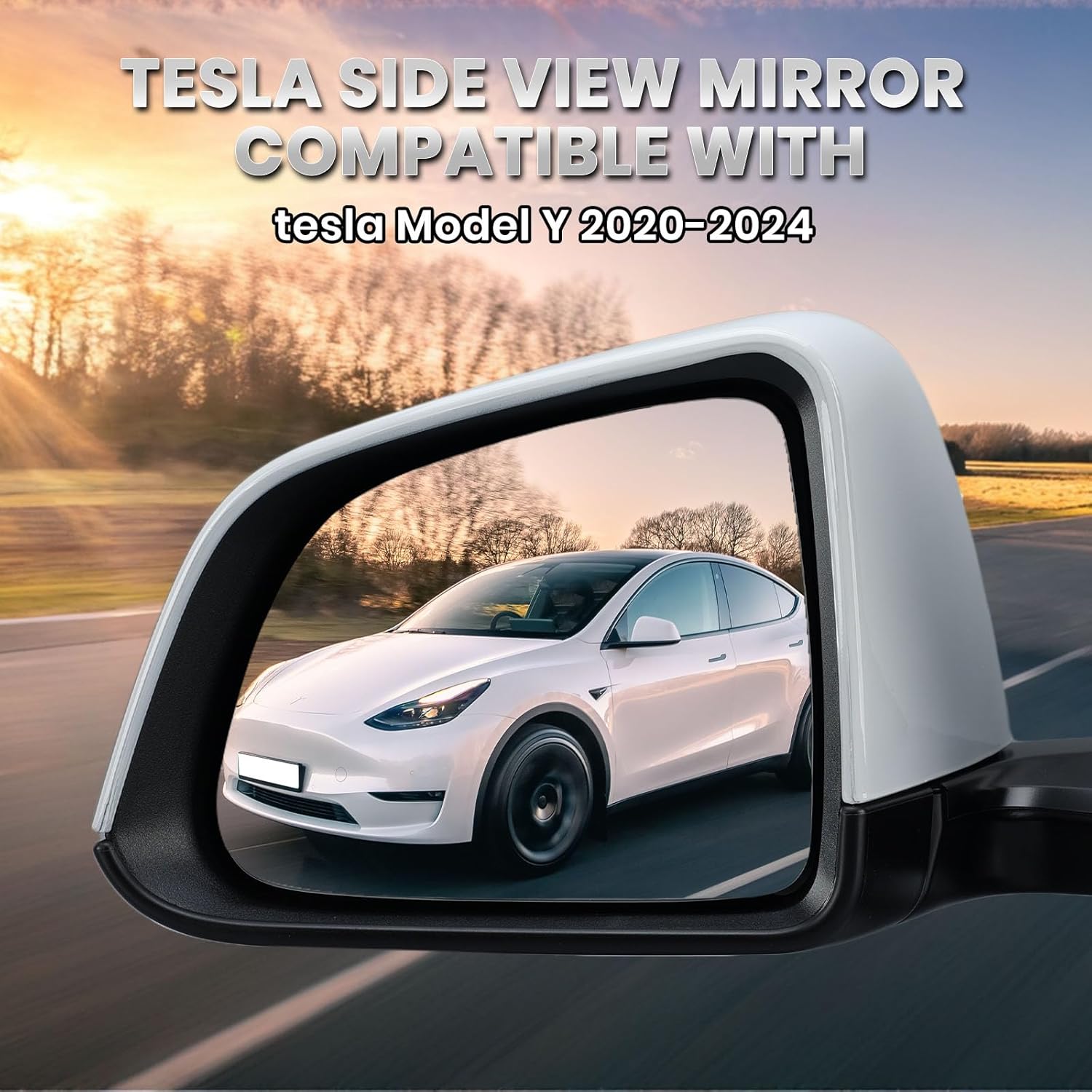 Driver Side Mirror Compatible with Tesla Model Y 2020-2024 Heated Memory Power Folding Left Mirrors Replacement 1594111-00-C White 13 Pins